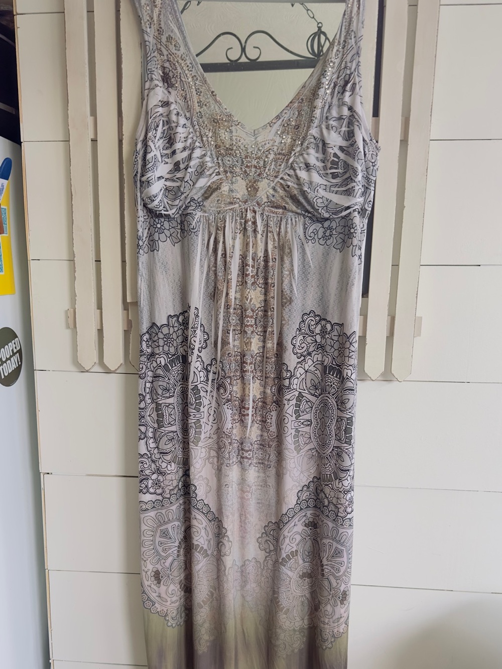 Apt. 9 Taupe and Gray Paisley Maxi Chemise